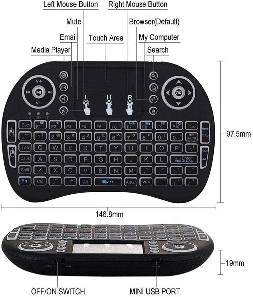 Mini Bluetooth Keyboard | Mini Keyboard with Touchpad, Portable Wireless Keyboard